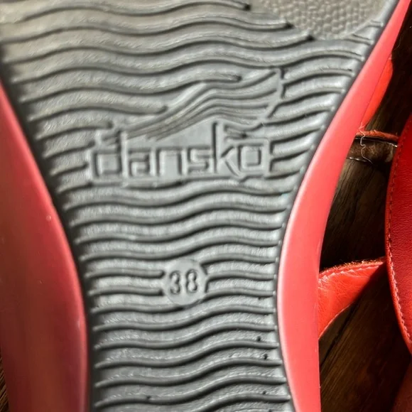 Dansko platform slide sandals orange leather swirl 38 fits US 7.5 & 8 - Picture 11 of 15